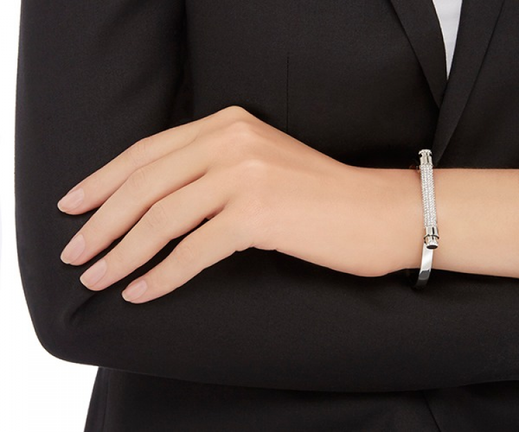 Swarovski Friend Bangle Silver Seen On Wrist